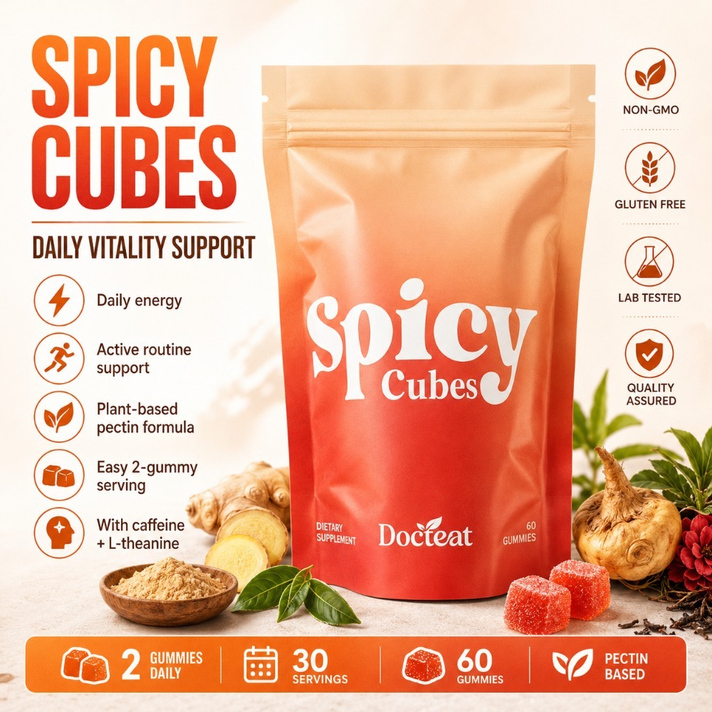 Green Herbal Wellness - Gomitas Docteat Spicy Cubes, 60 Unidades,