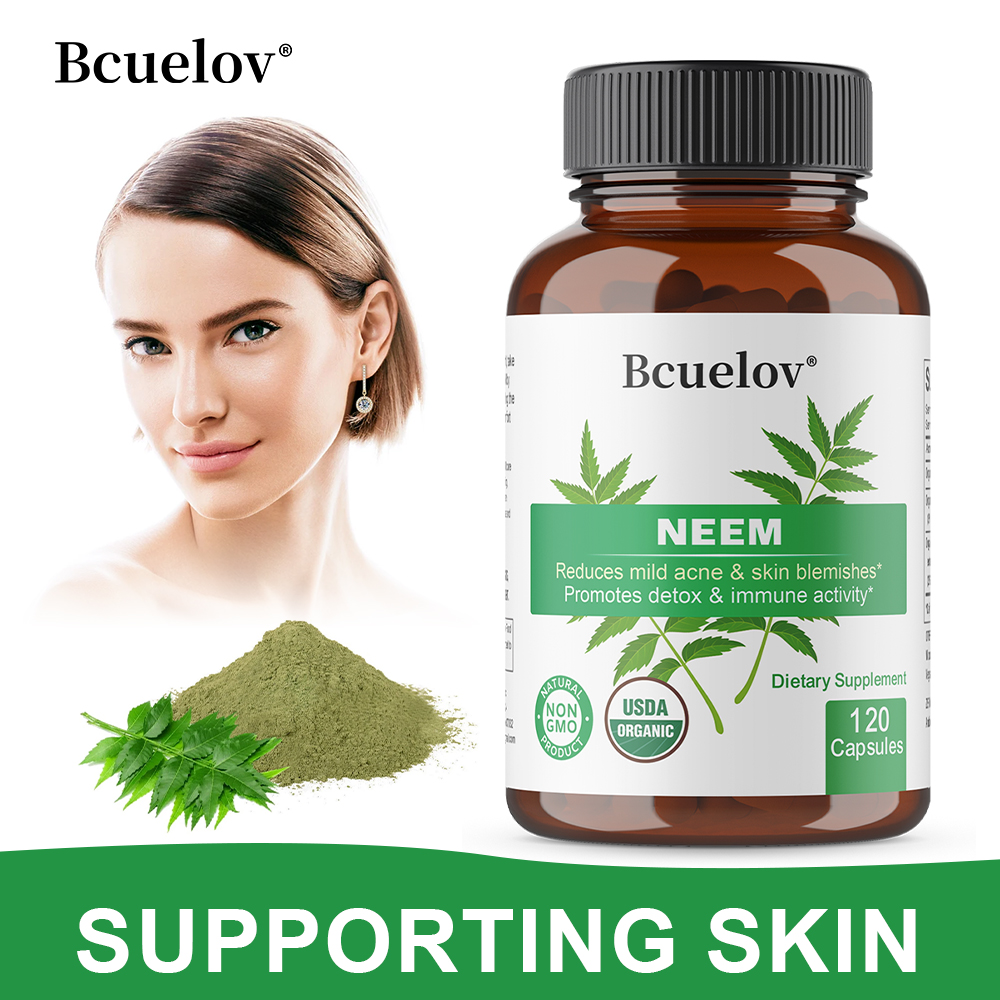 Herbal Wellness Supplement - Cápsulas de Hoja de Neem Orgánica,