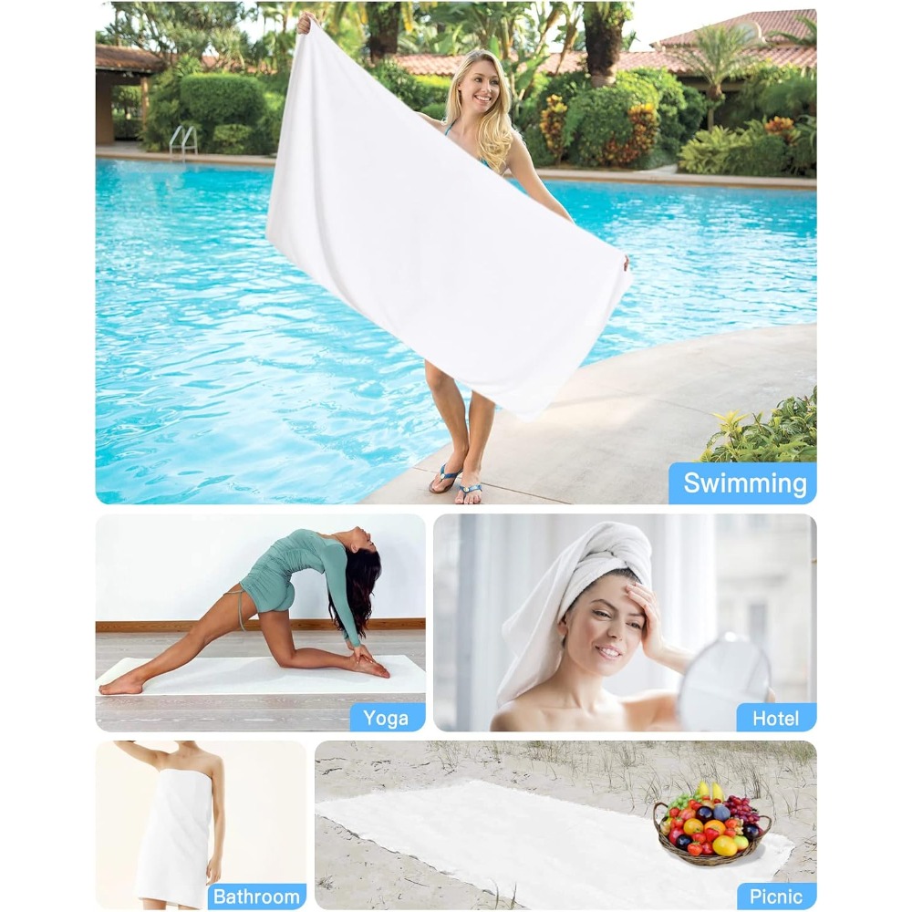 Toalla de playa de color blanc - Herbal Yoga reseña y precio