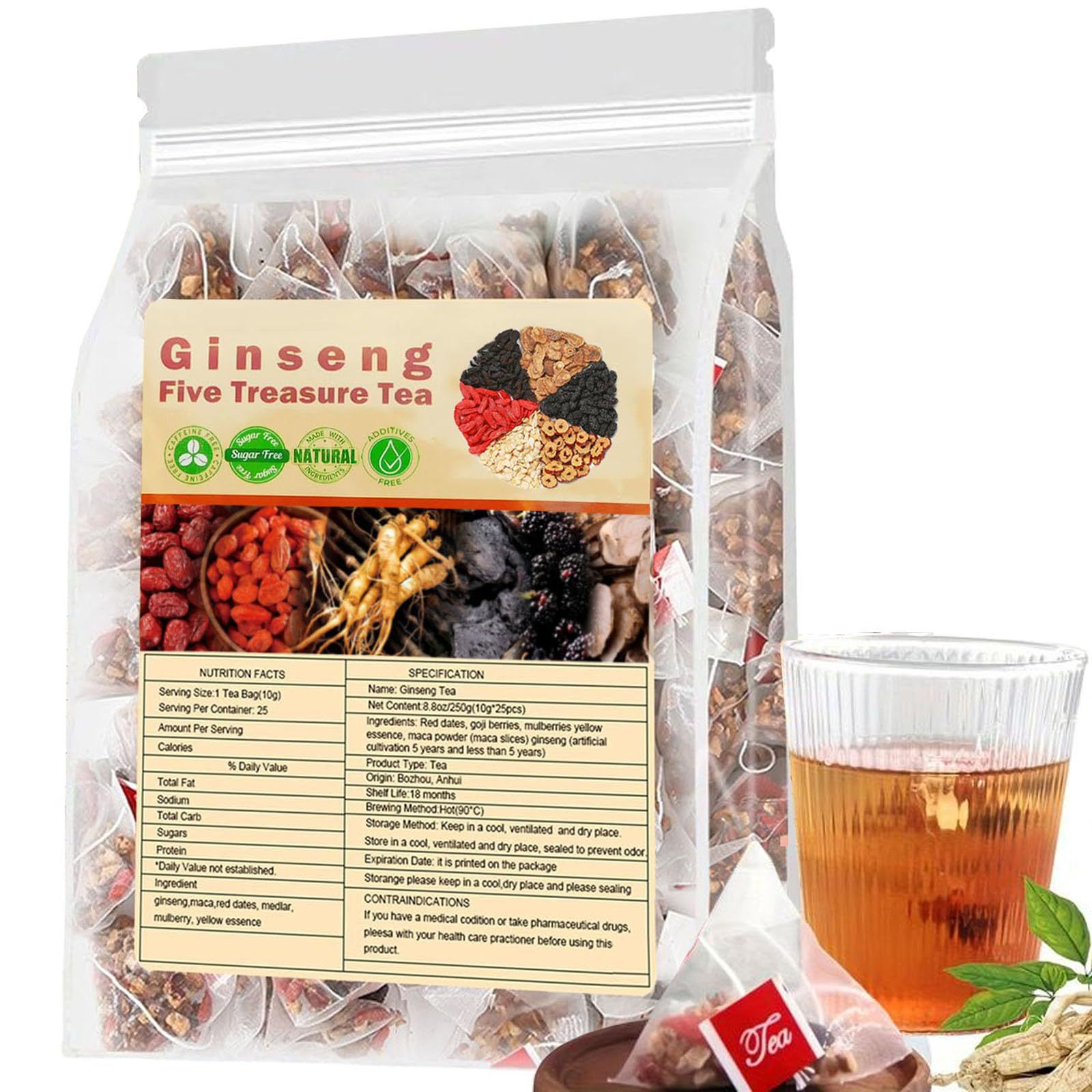 Té de renos de té de Ginseng F - Herbal Wellness Supplement reseña y precio