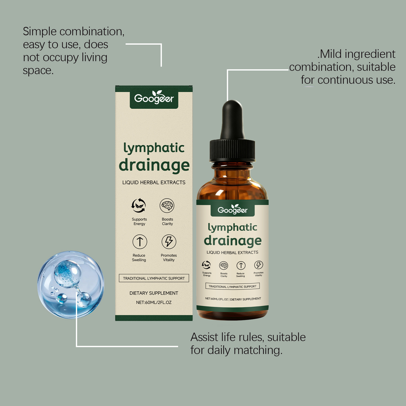 Gotas para Drenaje Linfático 1 - Herbal Wellness Supplement reseña y precio